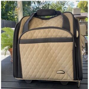 Travelon Underseat 2 Wheel Carry On Luggage Beige 15"x14"x9